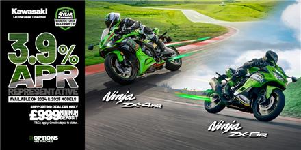 Ninja ZX-4RR and Ninja ZX-6R now available with 3.9% HP and 4.9% PCP APR Representative