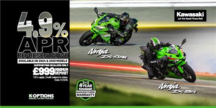 Ninja ZX-4RR and Ninja ZX-6R now available with 0% HP and 3.9% PCP APR Representative