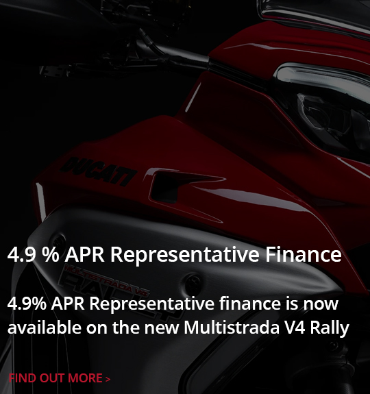 4.9% APR Representative finance now on the Multistrada V4 Rally