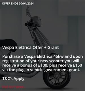 Vespa Elettrica 45kw Promotion + Grant