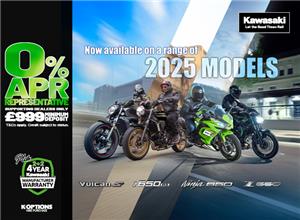 Enjoy 0% APR on HP and 5.9% PCP APR Representative on a wide range of Kawasaki machines!