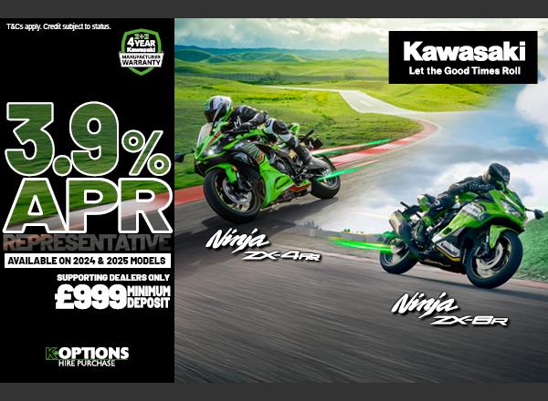 Ninja ZX-4RR and Ninja ZX-6R now available with 3.9% HP and 5.9% PCP APR Representative