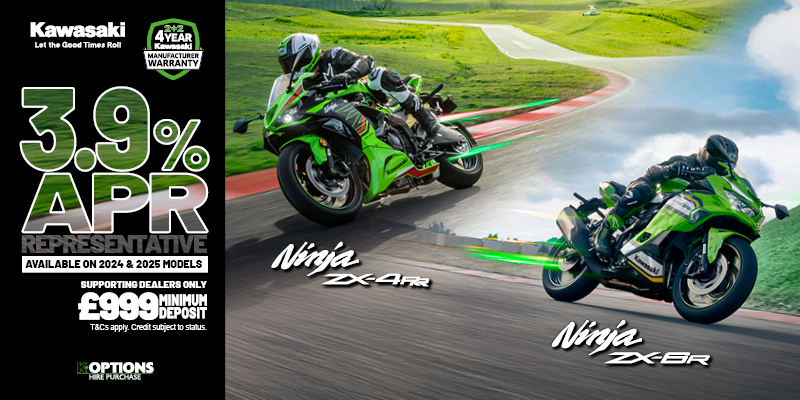 Ninja ZX-4RR and Ninja ZX-6R now available with 3.9% HP and 5.9% PCP APR Representative