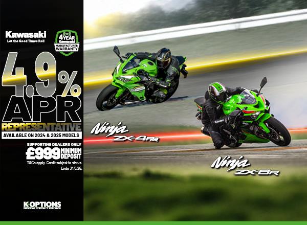 Ninja ZX-4RR and Ninja ZX-6R now available with 0% HP and 3.9% PCP APR Representative