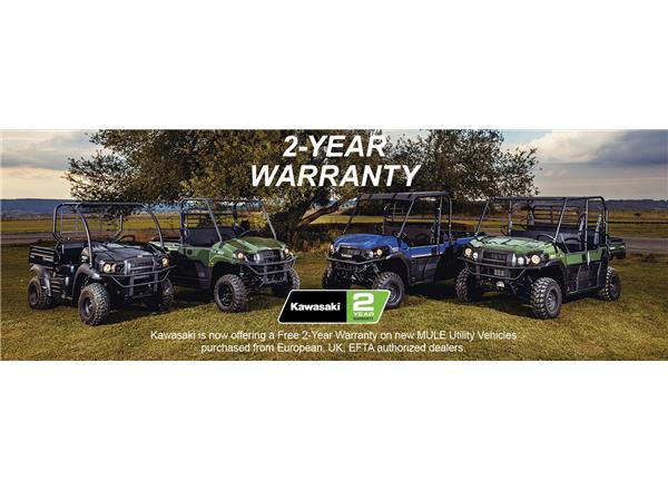 Kawasaki offers 2-year warranty on MULE utility vehicles