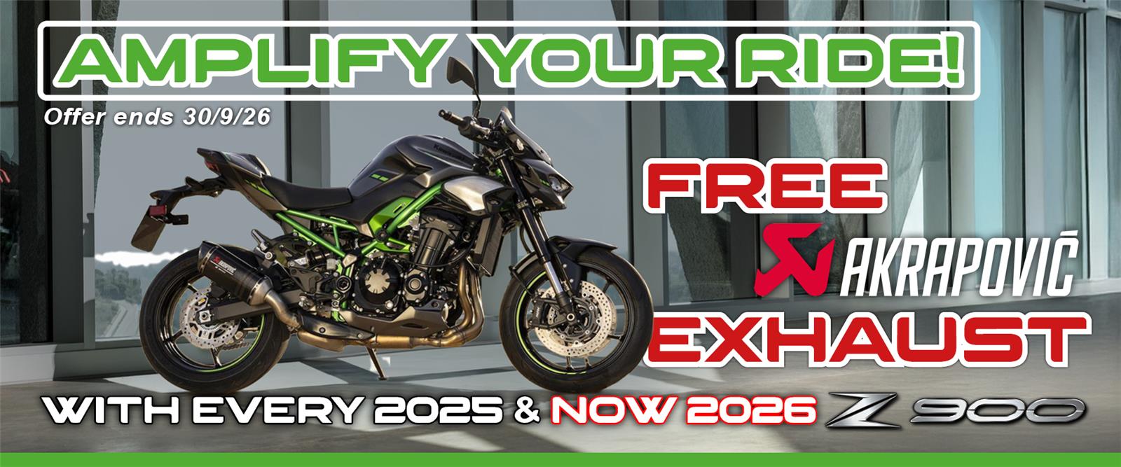 Amplify your 2026 With A Free Z900 Exhaust Upgrade!