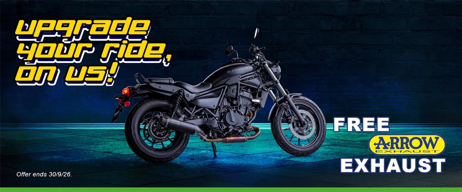 Cruise away with a free Arrow exhaust!