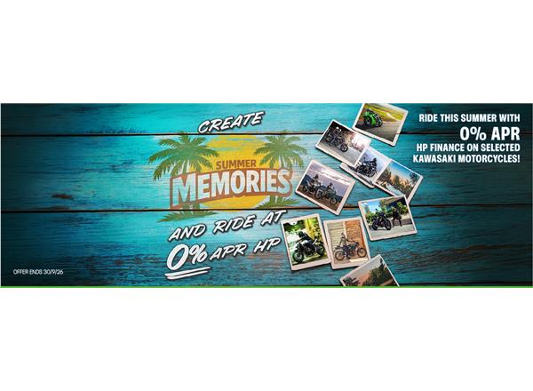 Ride this summer with 0% APR HP finance on selected Kawasaki motorcycles!