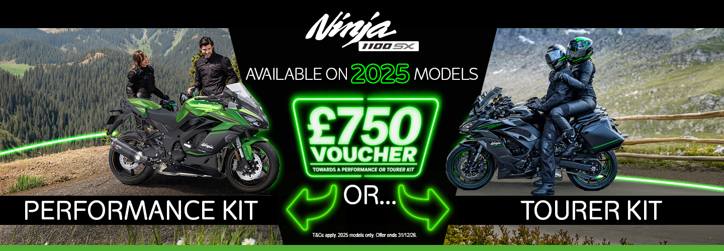 Make the 2025 Ninja 1100SX yours complete with a £750 accessory voucher
