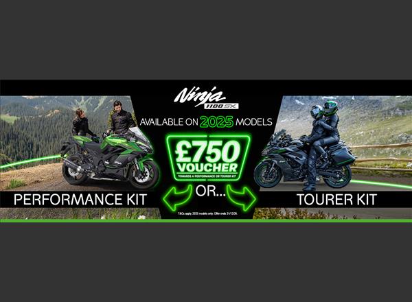 Make the 2025 Ninja 1100SX yours complete with a £750 accessory voucher