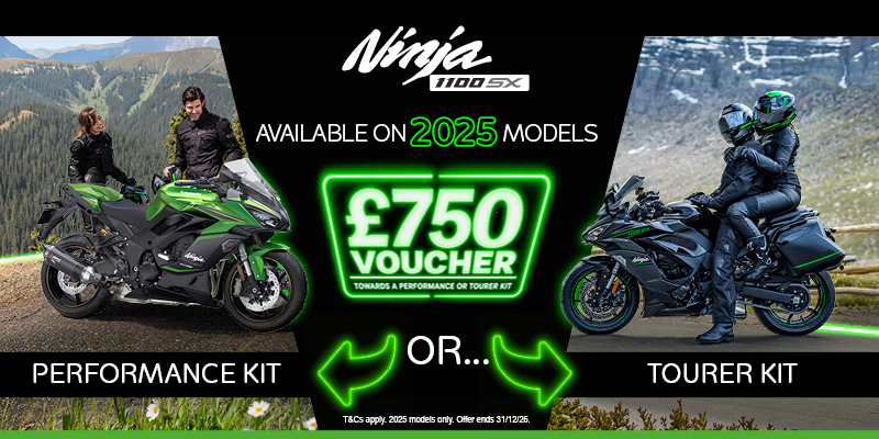 Make the 2025 Ninja 1100SX yours complete with a £750 accessory voucher