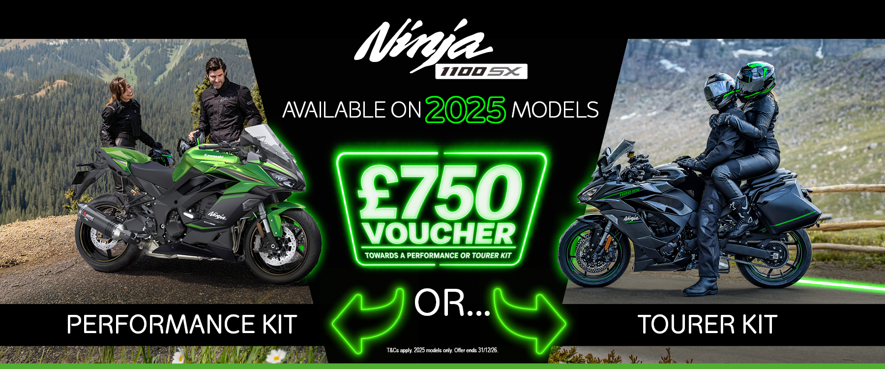 Make the 2025 Ninja 1100SX yours complete with a £750 accessory