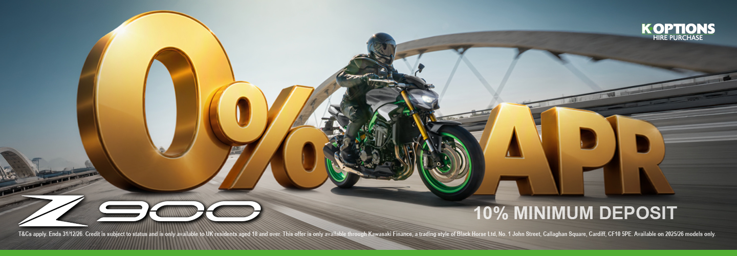 Enjoy 0% finance on the Supernaked Kawasaki Z900