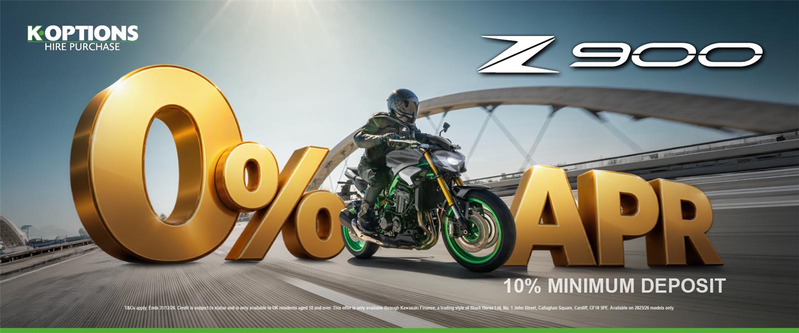 Enjoy 0% finance on the Supernaked Kawasaki Z900